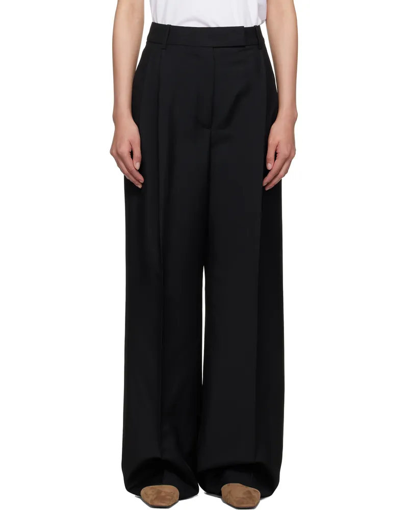 Róhe Black Mid-Waist Tailored Trousers 001_308