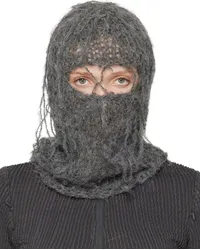 AIREI Gray Hand Knit Balaclava Black