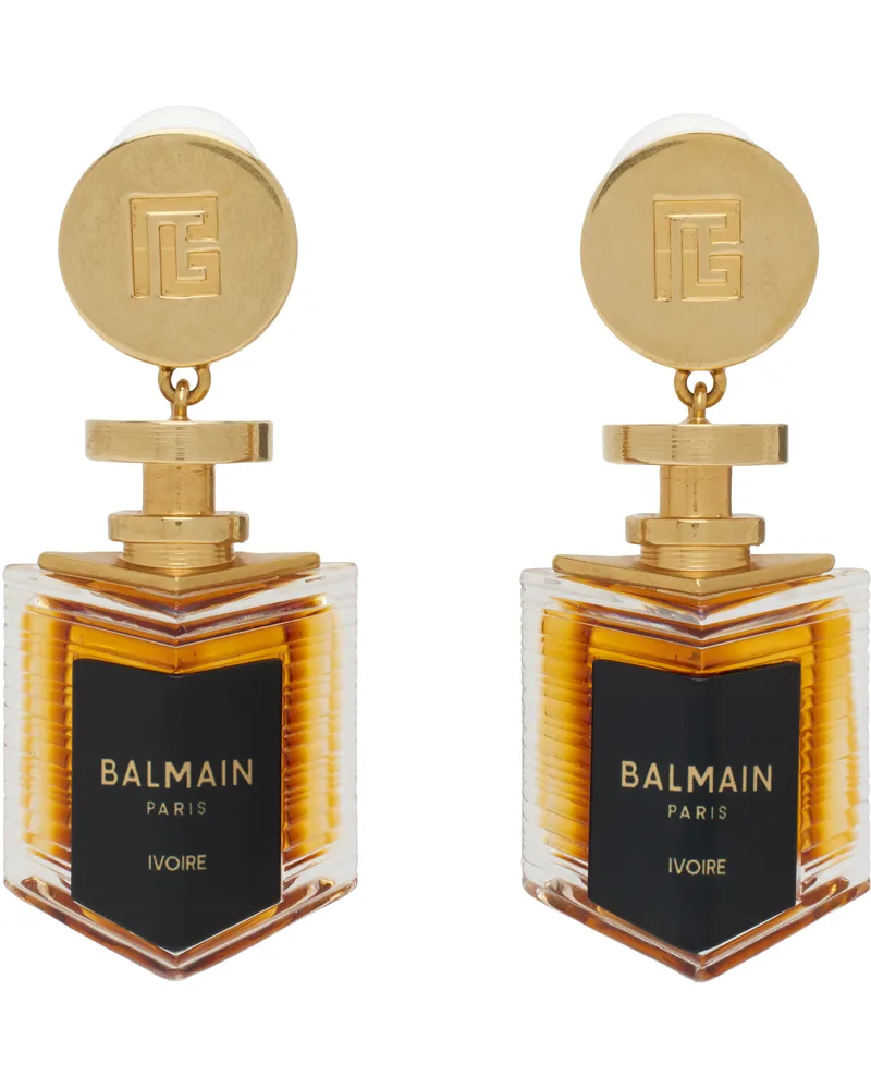 Balmain Gold Brass Perfume Clip-on Earrings 0bz