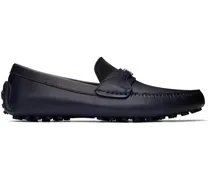 Navy Gancini Ornament Loafers