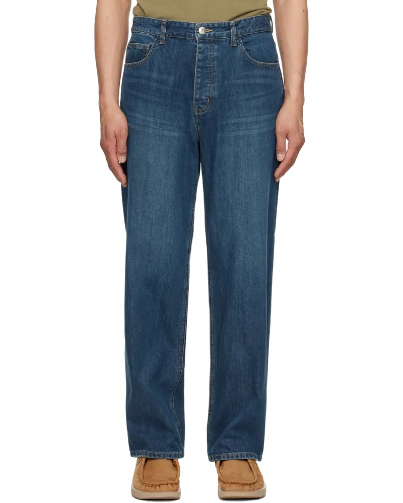 SOLID HOMME Blue Semi Wide Jeans 735l