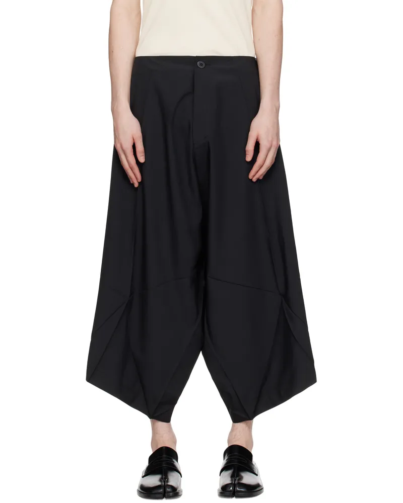 Issey Miyake Black Unified Half Cubes Trousers 15-black