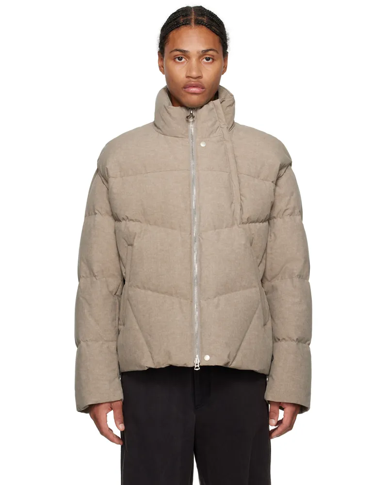 SOLID HOMME Taupe Detachable Sleeves Down Jacket 202k