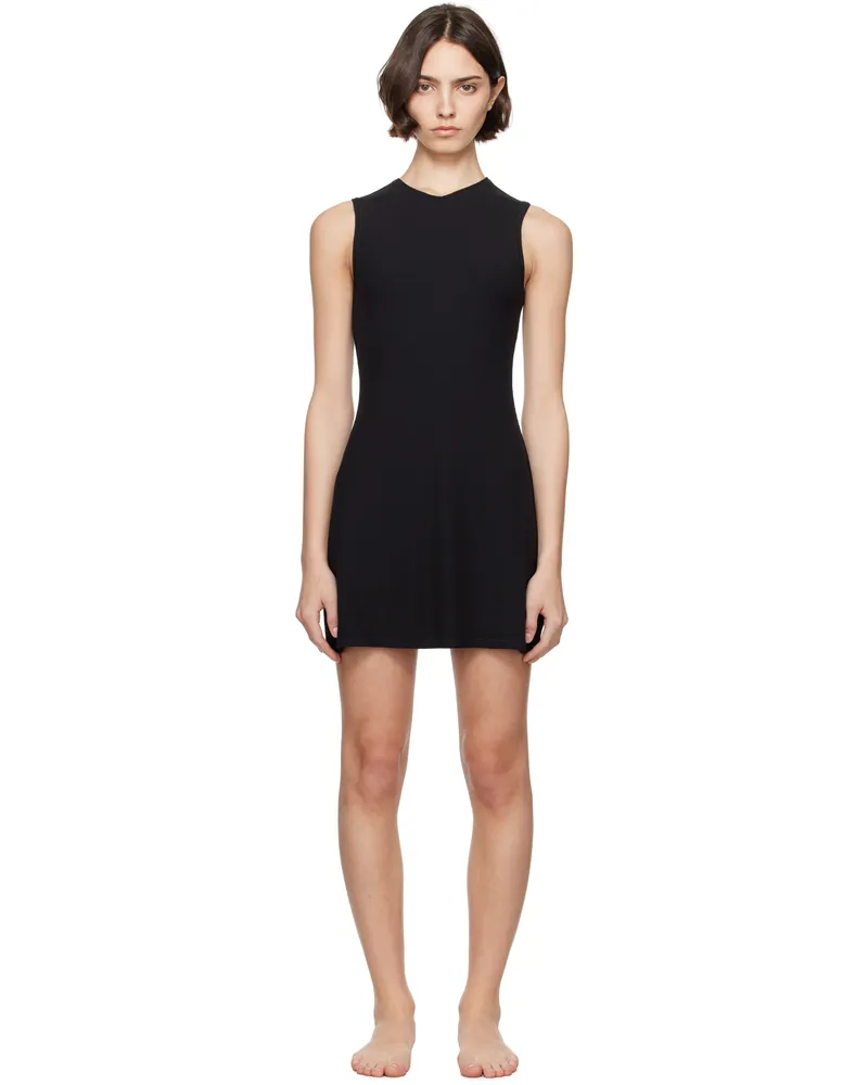 SKIMS Black Soft Lounge V Neck Tank Minidress Onyx