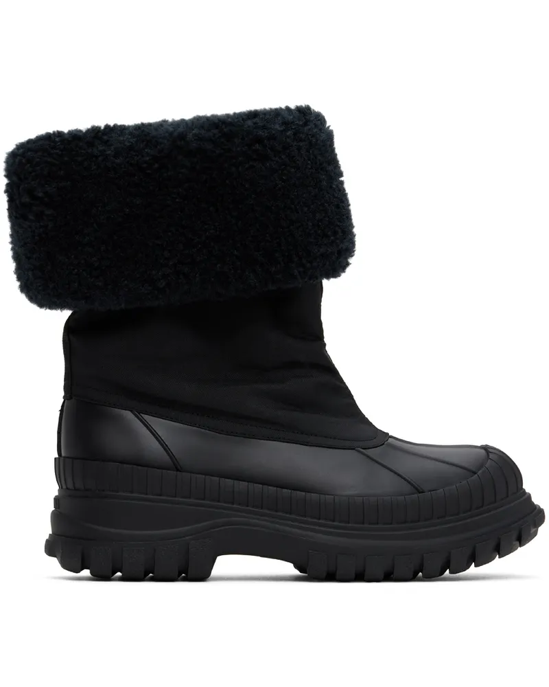 Ganni Black Outdoor High Shaft Faux-Shearling Boots Black