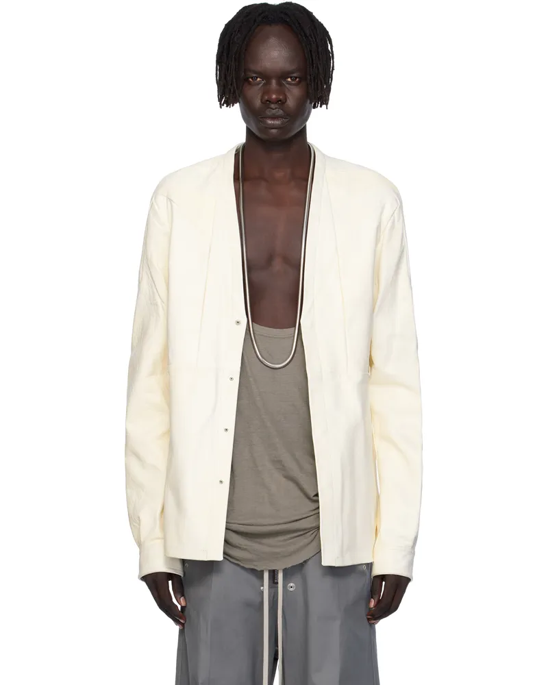 Rick Owens Off-White Girdered Larry Leather Jacket 11