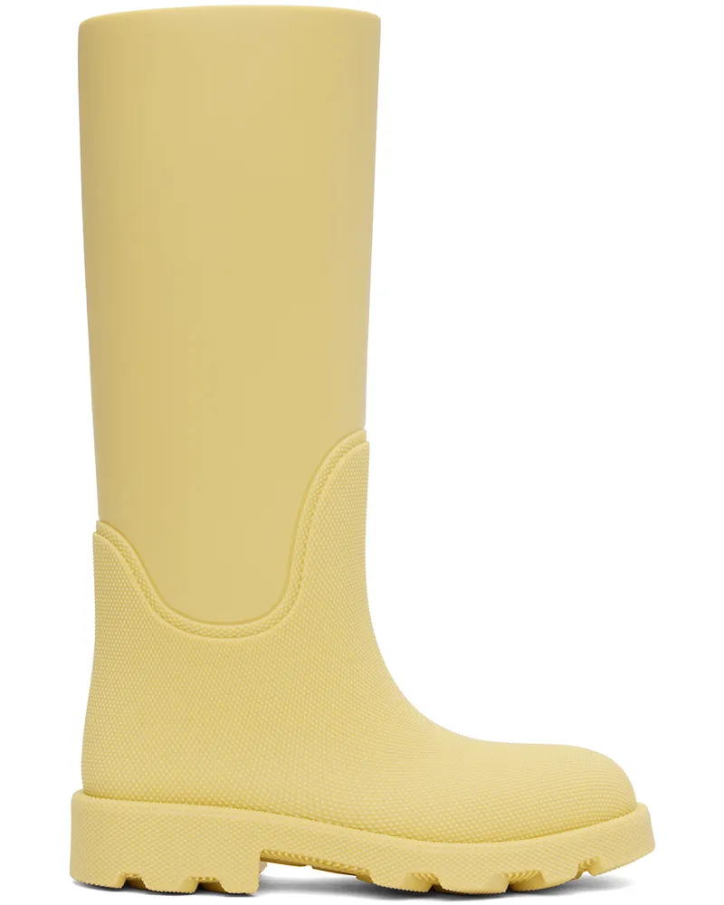 Burberry Yellow Rubber Marsh High Boots Cream