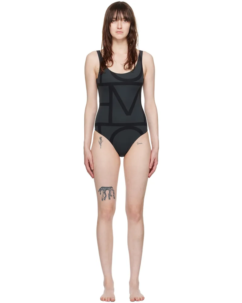Totême Black Monogram Swimsuit 925
