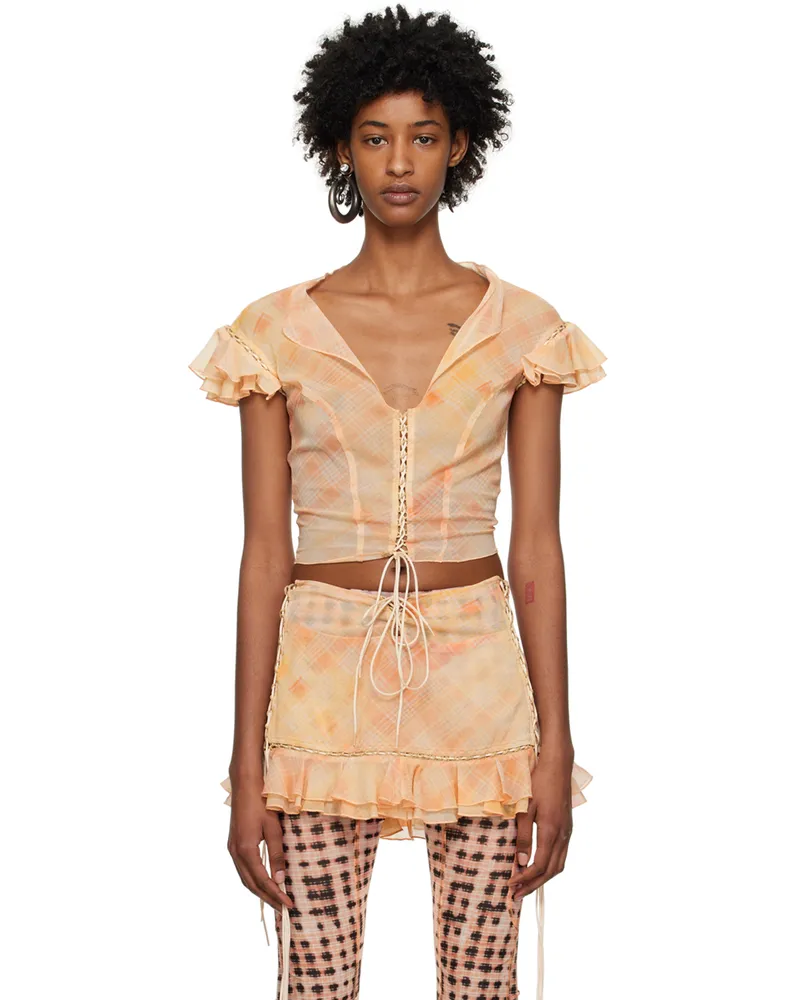 Charlotte Knowles Pink Scallop Blouse Peach
