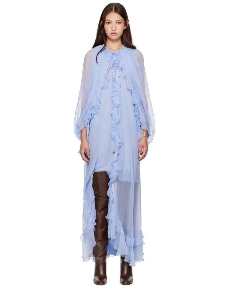 Chloé Blue Cape Maxi Dress 49u