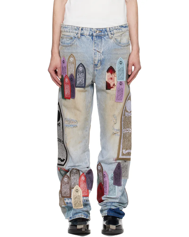 WHO DECIDES WAR Blue Pastel Jeans Multi