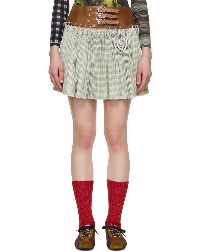 CHOPOVA LOWENA Brown & Green Sonny Carabiner Miniskirt Brown