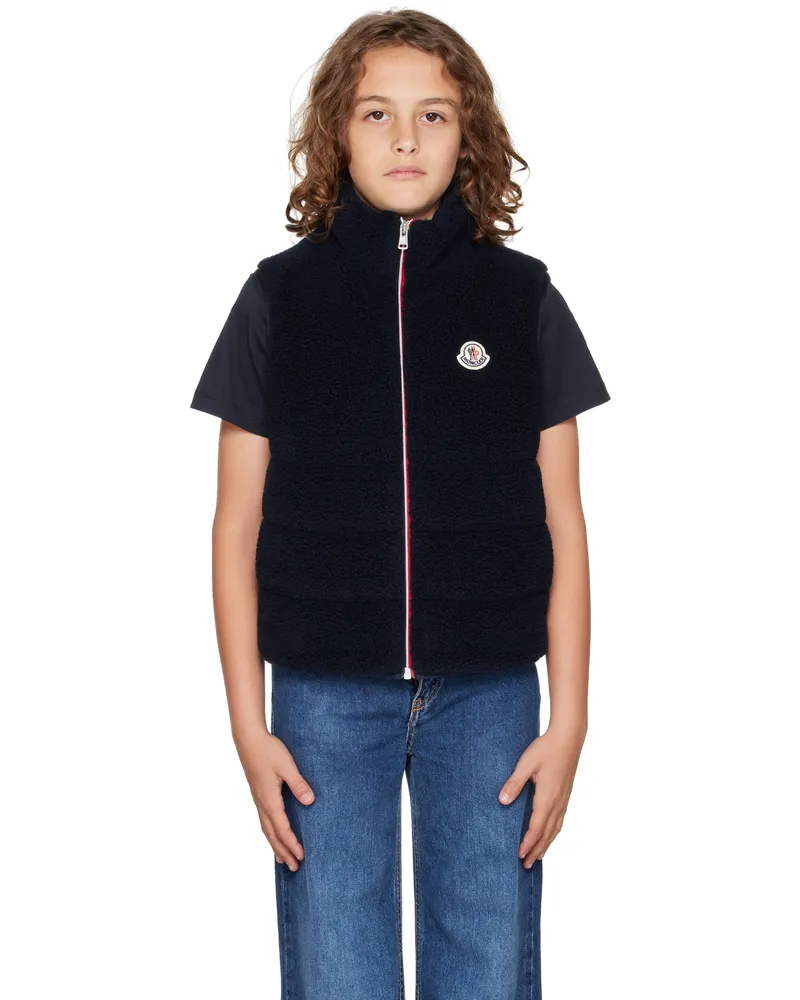 Moncler Big Kids Navy Tib Teddy Padded Down Vest 742