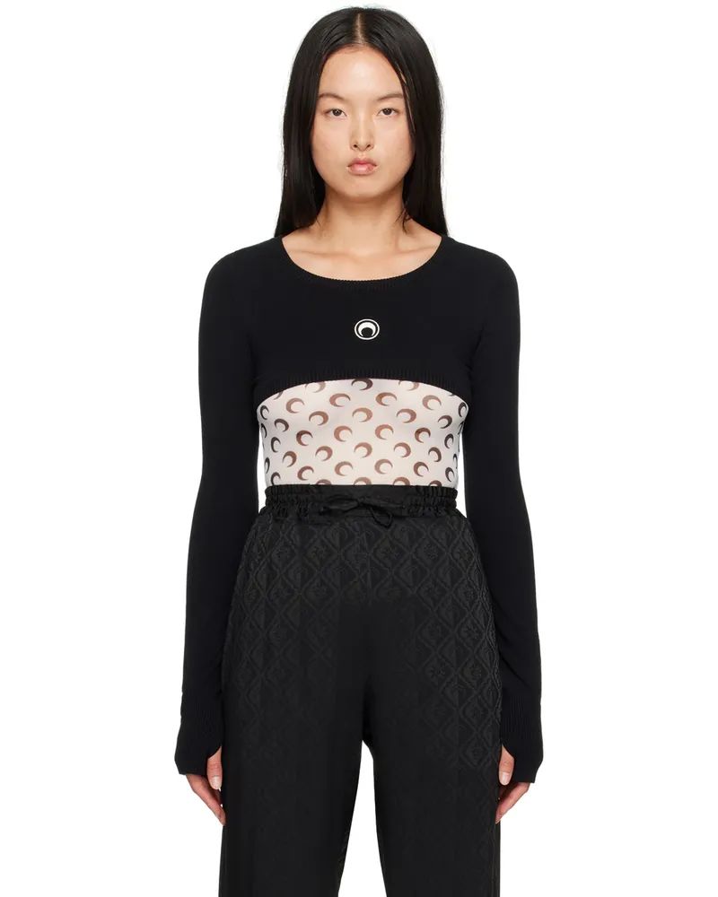 Marine Serre Black Mono Logo Cropped Sweater Bk99