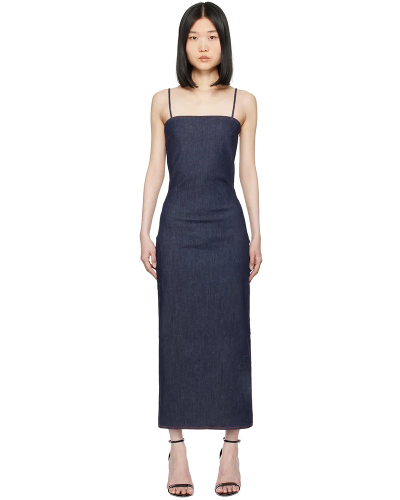 Alaïa Blue Spaghetti Strap Denim Midi Dress 530