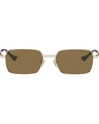 Gucci Gold Rectangular Sunglasses Gold-gold-brown