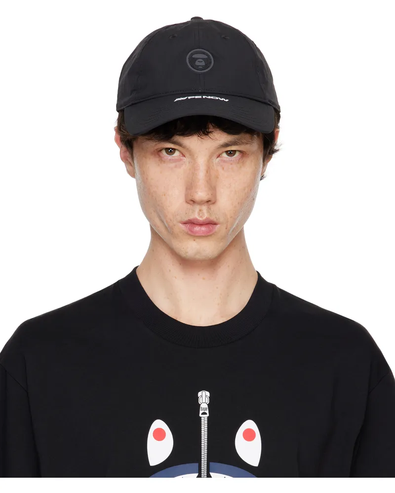 AAPE by A Bathing Ape Black Moonface Patch Baseball Cap Bkx