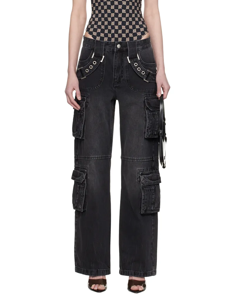 MISBHV Black Harness Strap Jeans Black