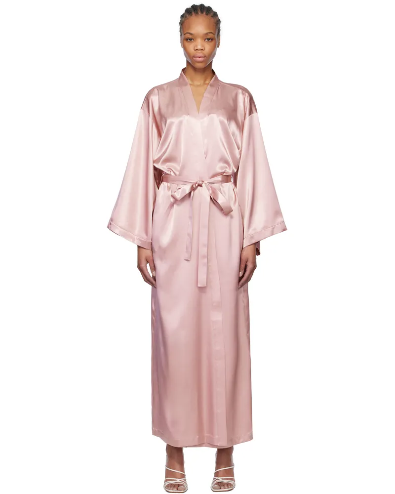 Blumarine Pink Rhinestone Logo Robe N0145