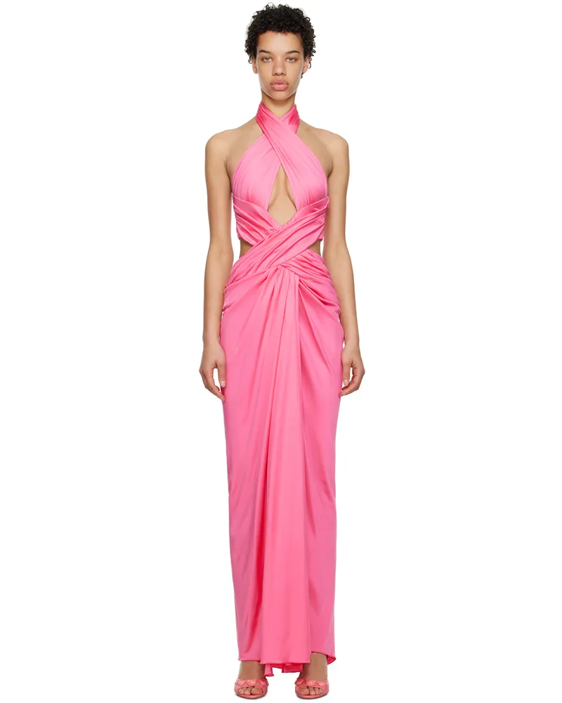 Moschino Pink Draped Maxi Dress A0208