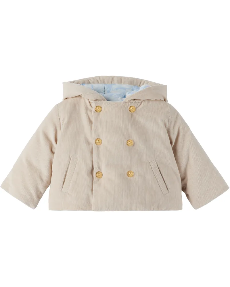 Versace Baby Beige Corduroy Down Jacket 2ke40-beige+beige
