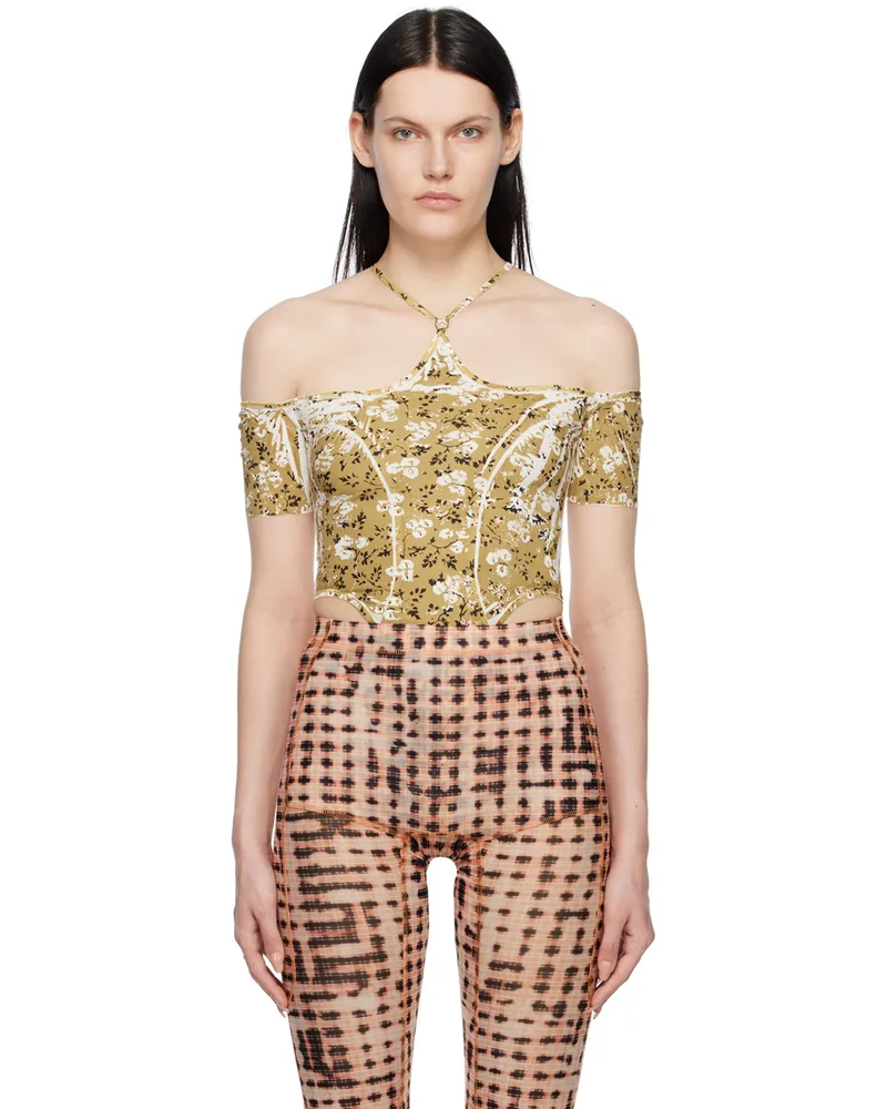 Charlotte Knowles Yellow & Black CHK Leotard Bodysuit Wall