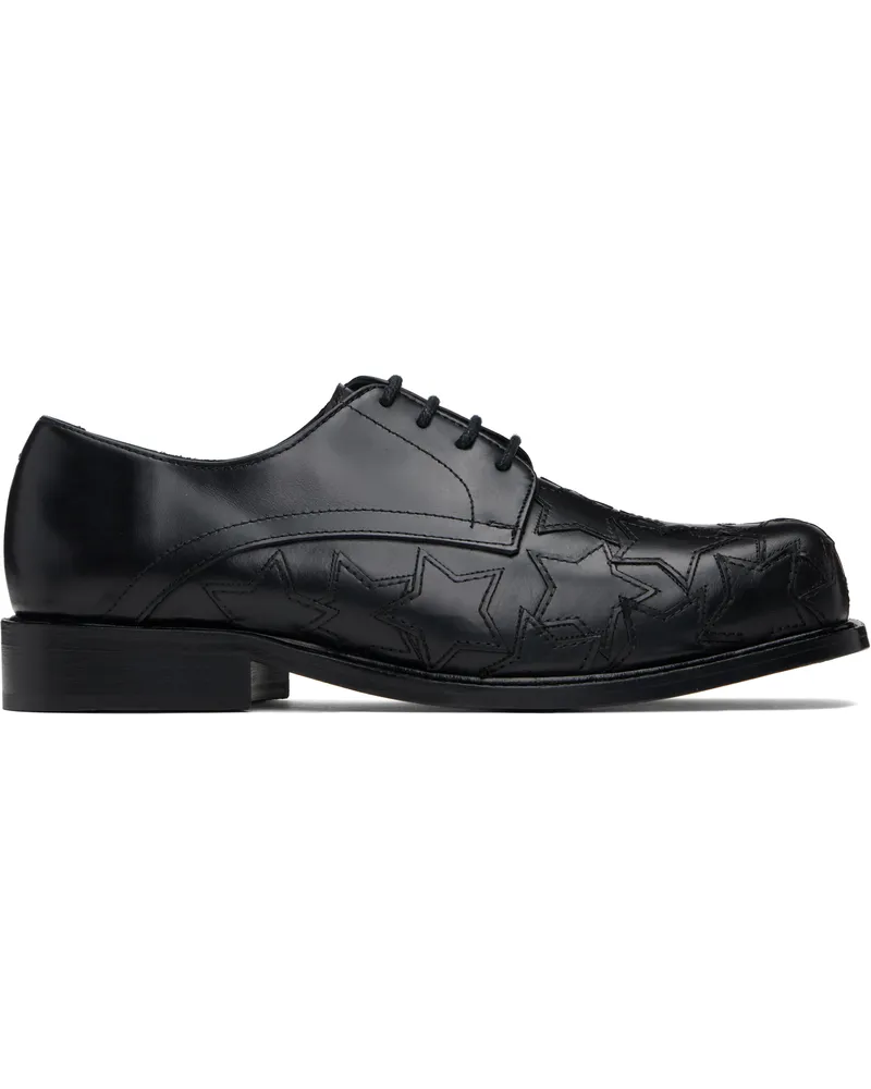 STEFAN COOKE Black Star Square Toe Derbys Black