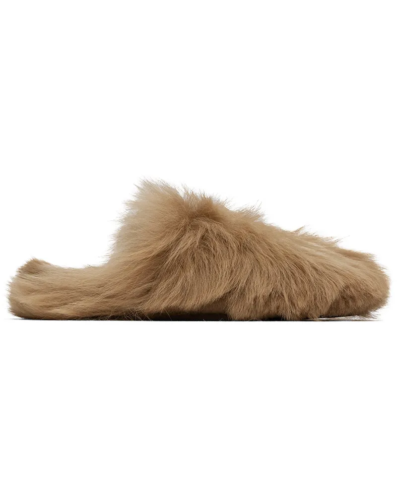Yves Salomon Tan Toscana Lambskin Slippers A2156