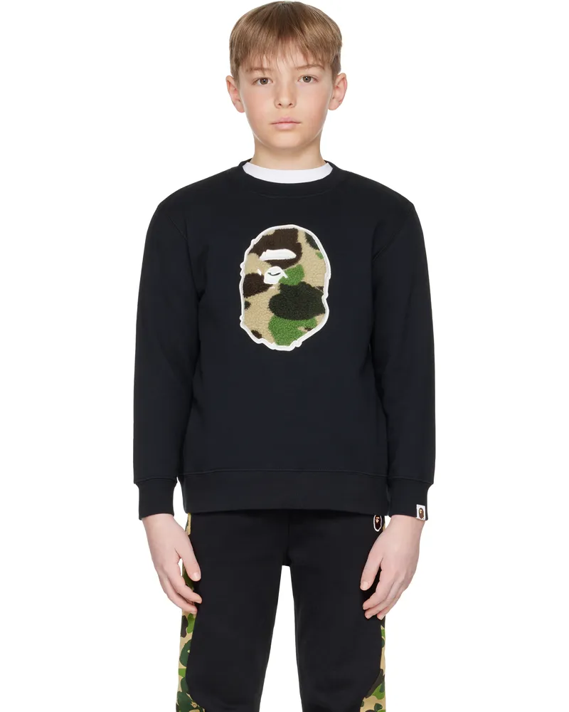 BAPE Kids Black ABC Camo Boa Patch Crewneck Sweatshirt Blk-black
