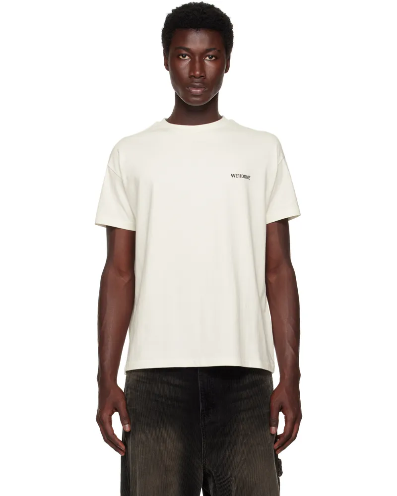 WE 11 DONE Off-White Cotton Mini Logo T-shirt Ivory