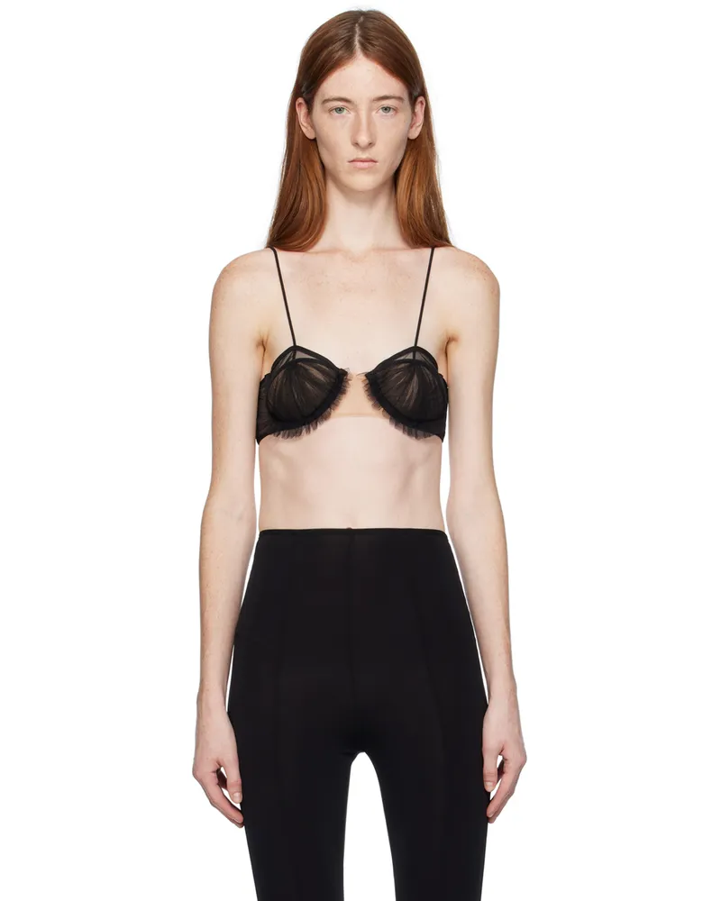 Nensi Dojaka Black Exploding Flower Bra Black