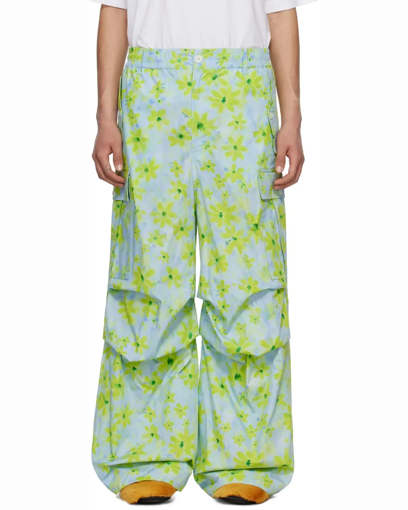 Marni Blue & Green Parade Cargo Pants Pab24
