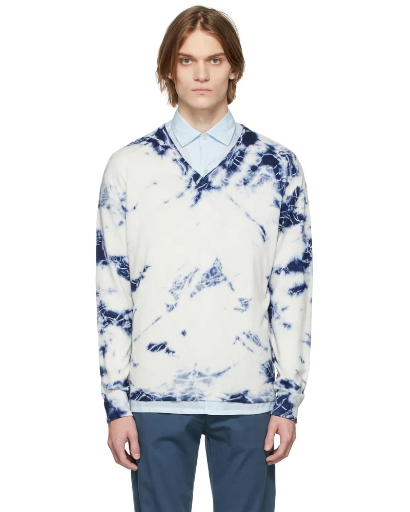 Massimo Alba Off-White & Blue Cashmere Ninni Sweater F501