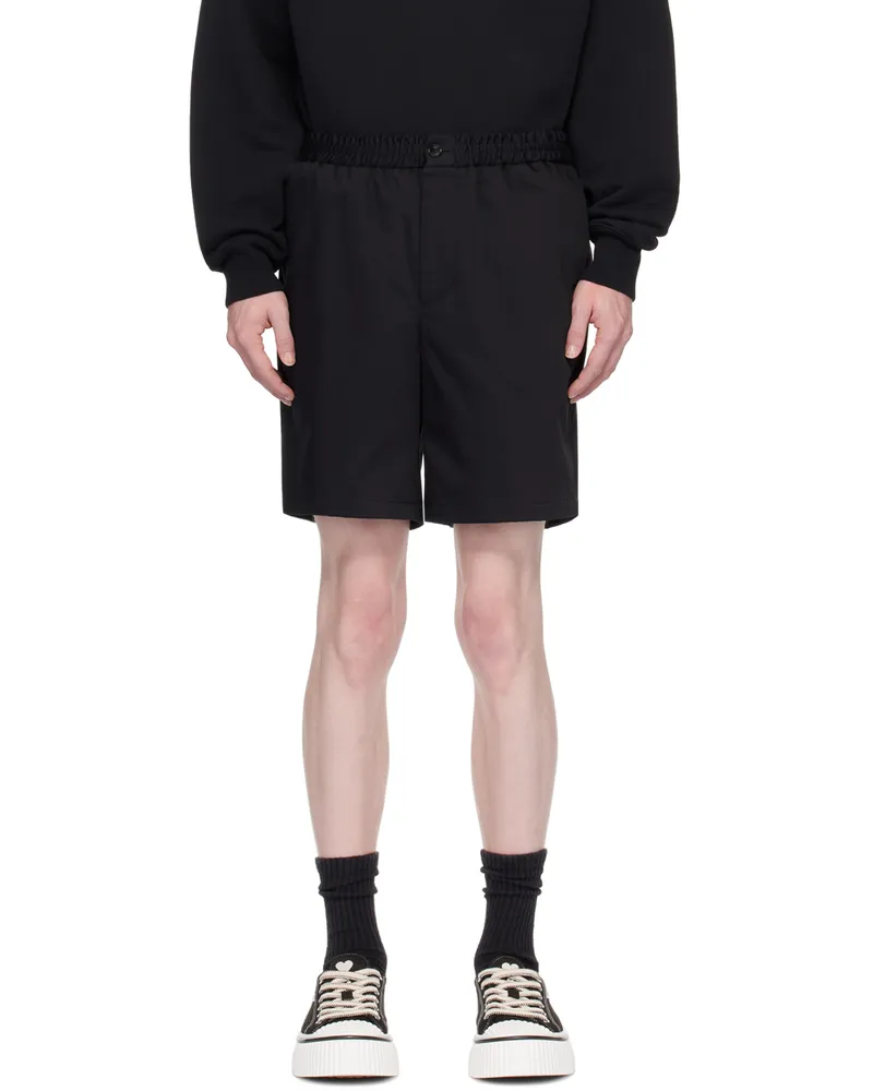 AMI Paris Black Elasticized Waist Shorts Black