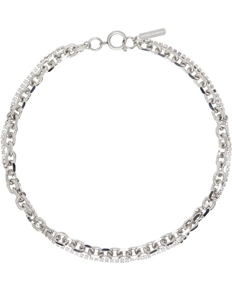 Justine Clenquet Silver Dana Crystal Necklace Palladium