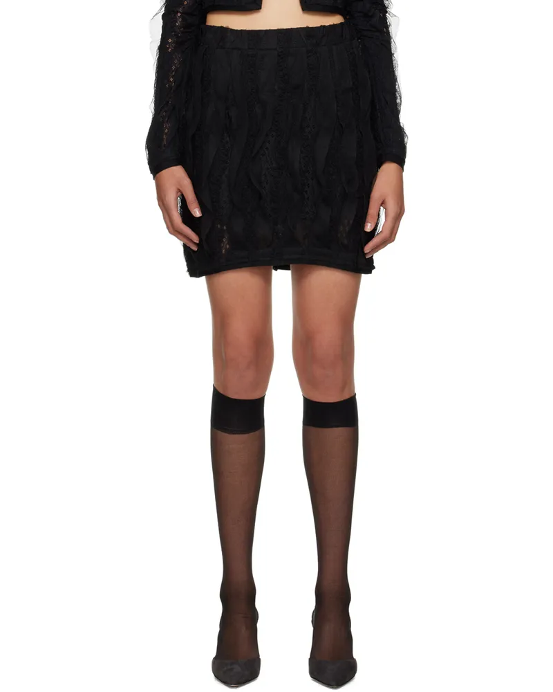 lesugiatelier Black Ruffled Miniskirt Black