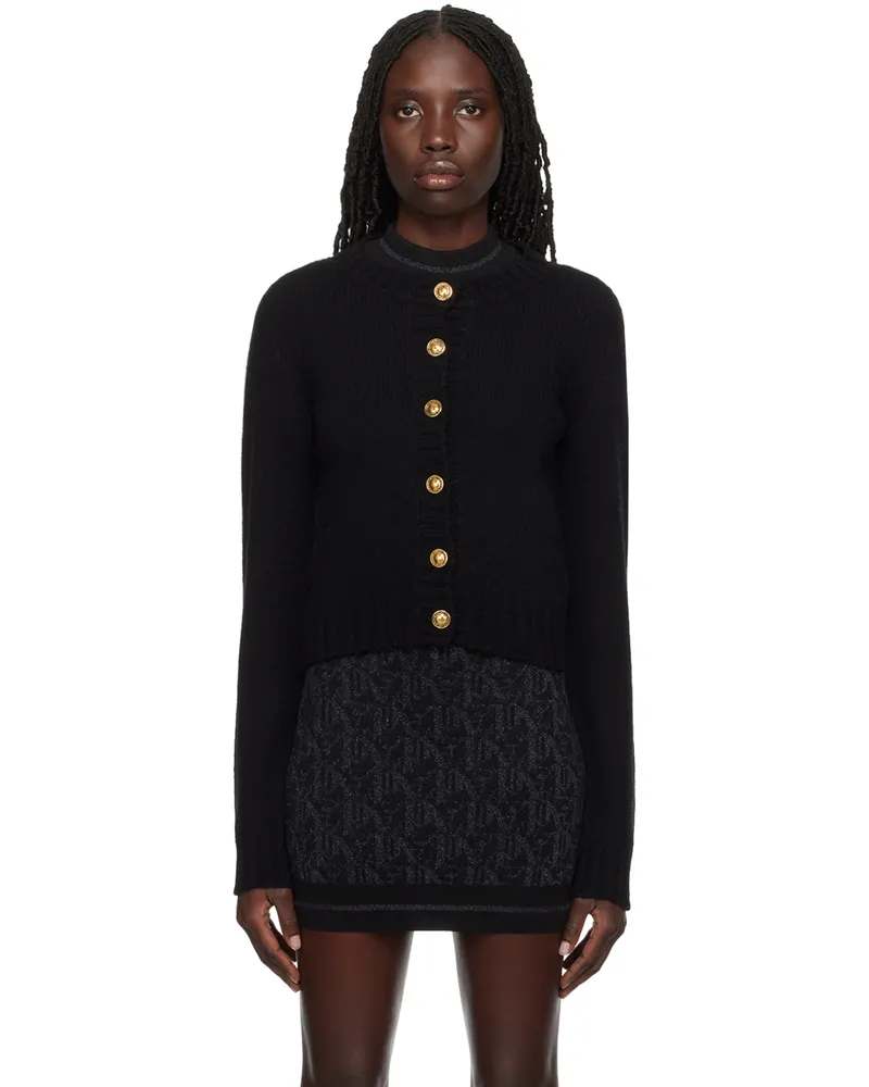 Palm Angels Black Curved Cardigan Black