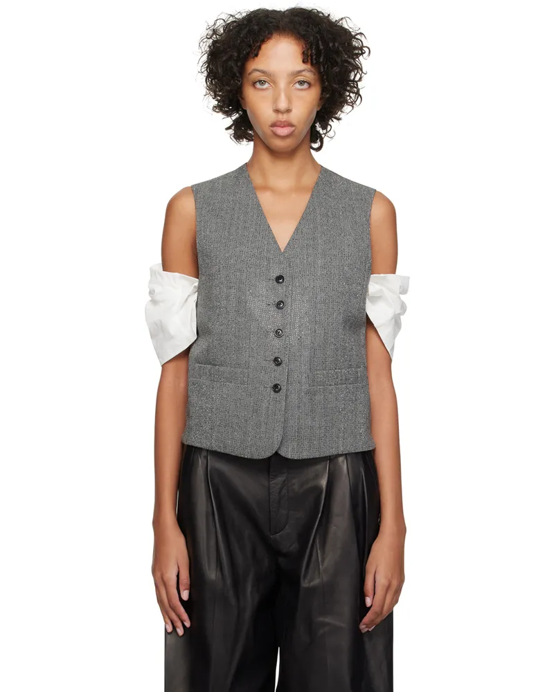 Alexander Wang Gray V-Neck Tailored Vest 092