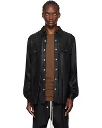 Rick Owens Black Porterville Outershirt Leather Jacket Black