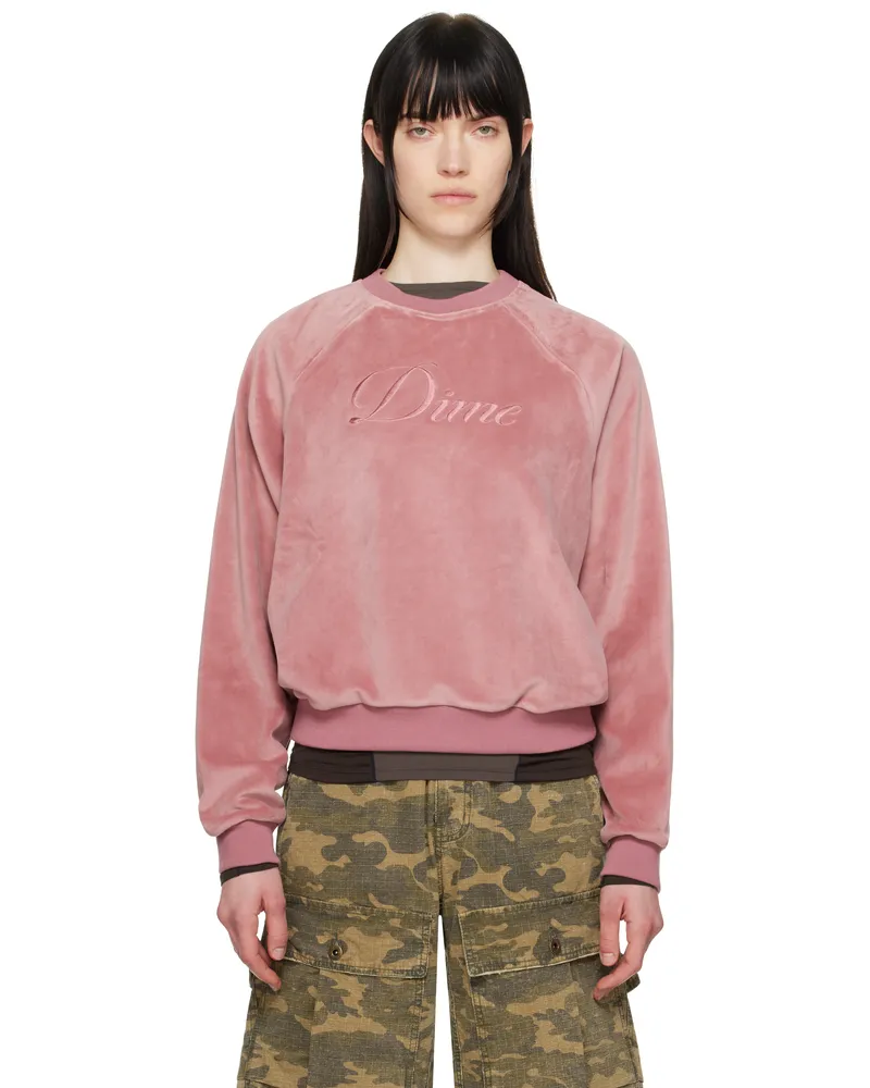 Dime Pink Cursive Crewneck Sweatshirt Dusty