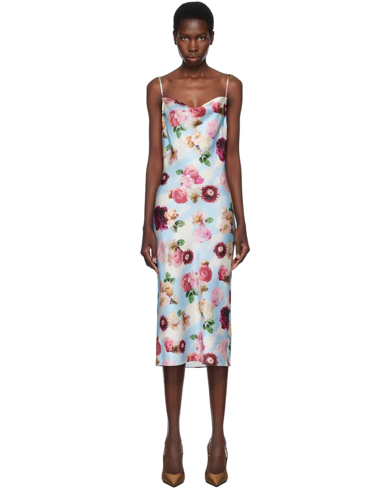 Fleur Du Mal Blue Cowl Neck Slip Midi Dress 1016