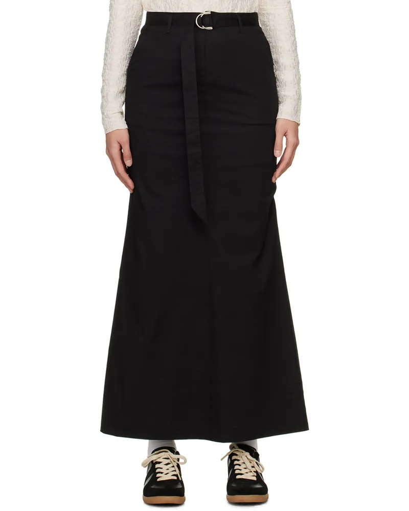 lesugiatelier Black Belted Maxi Skirt Black