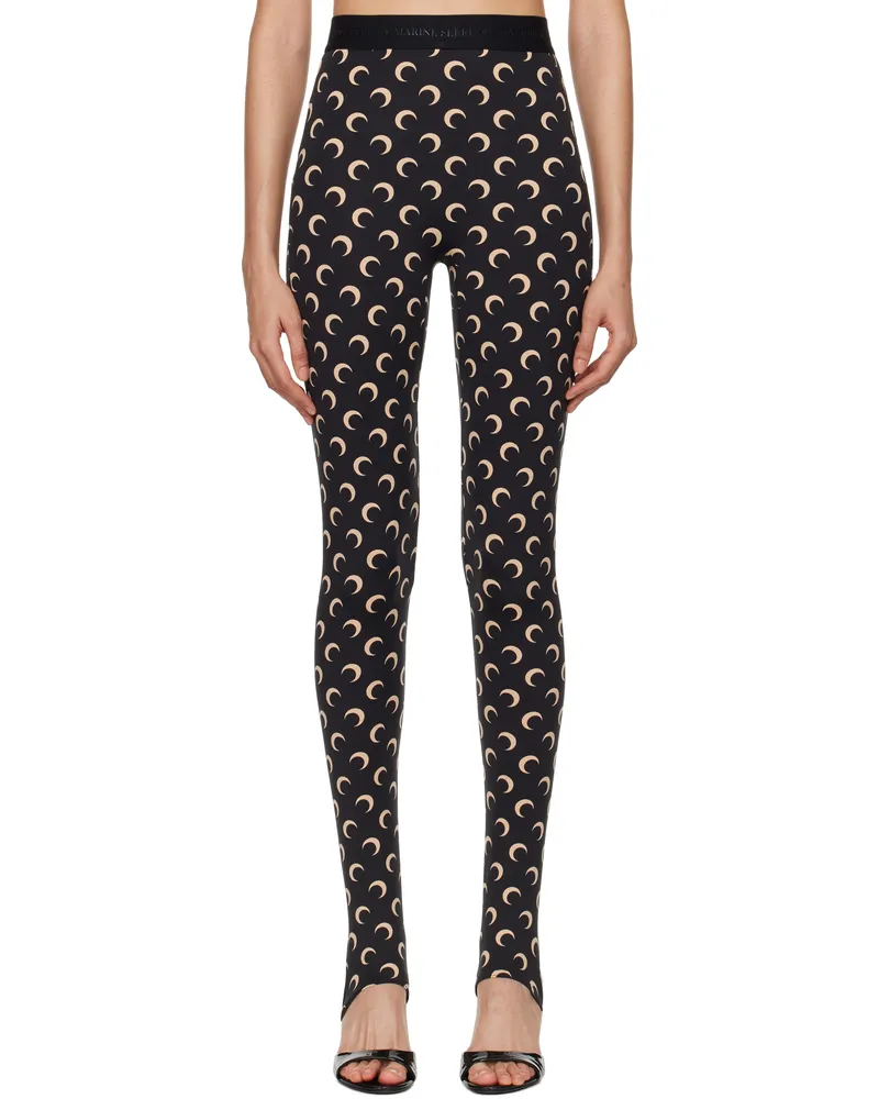Marine Serre Black Recycled Jersey Moon Stirrup Leggings It99
