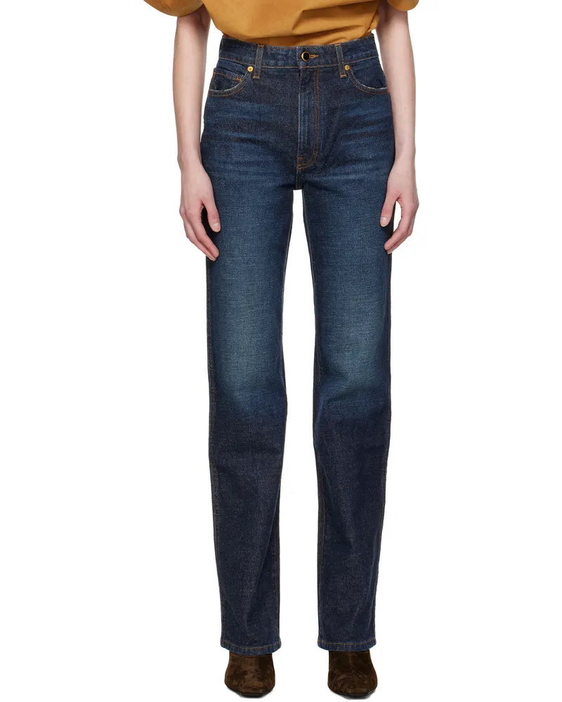 KHAITE Navy Danielle Stretch Jeans 010