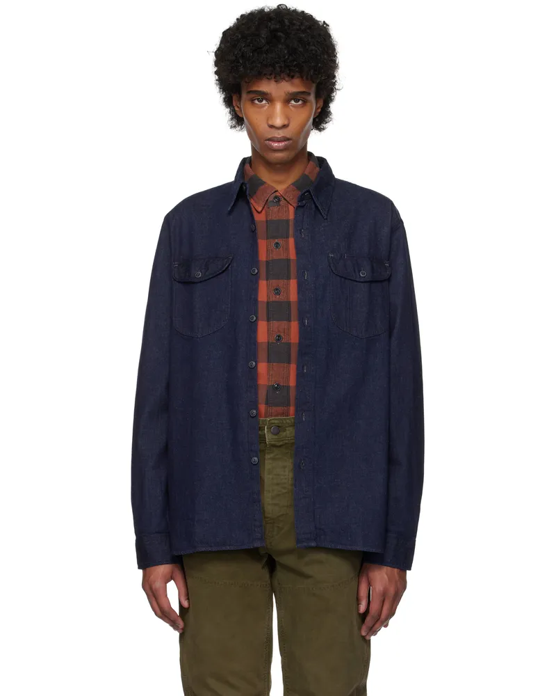 RRL Indigo Cotton-Linen Work Denim Shirt Rinse
