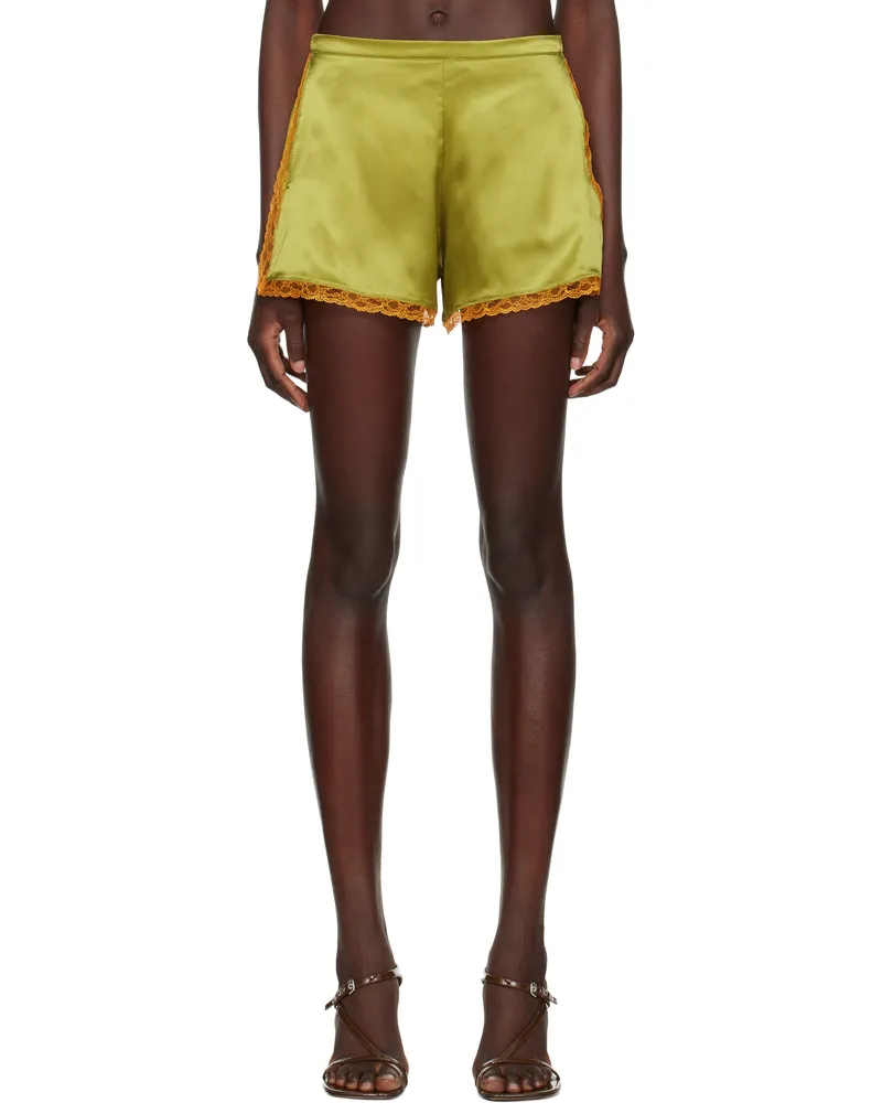 Dries van Noten Green Silk Mini Shorts 607