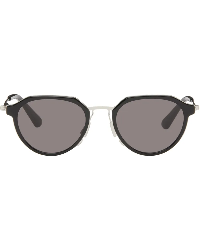 Bottega Veneta Black & Silver Ultrathin Panthos Sunglasses Black-silver-grey