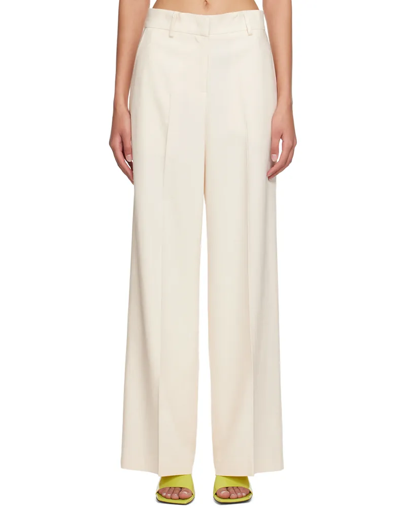 MSGM Off-White Straight Trousers 4