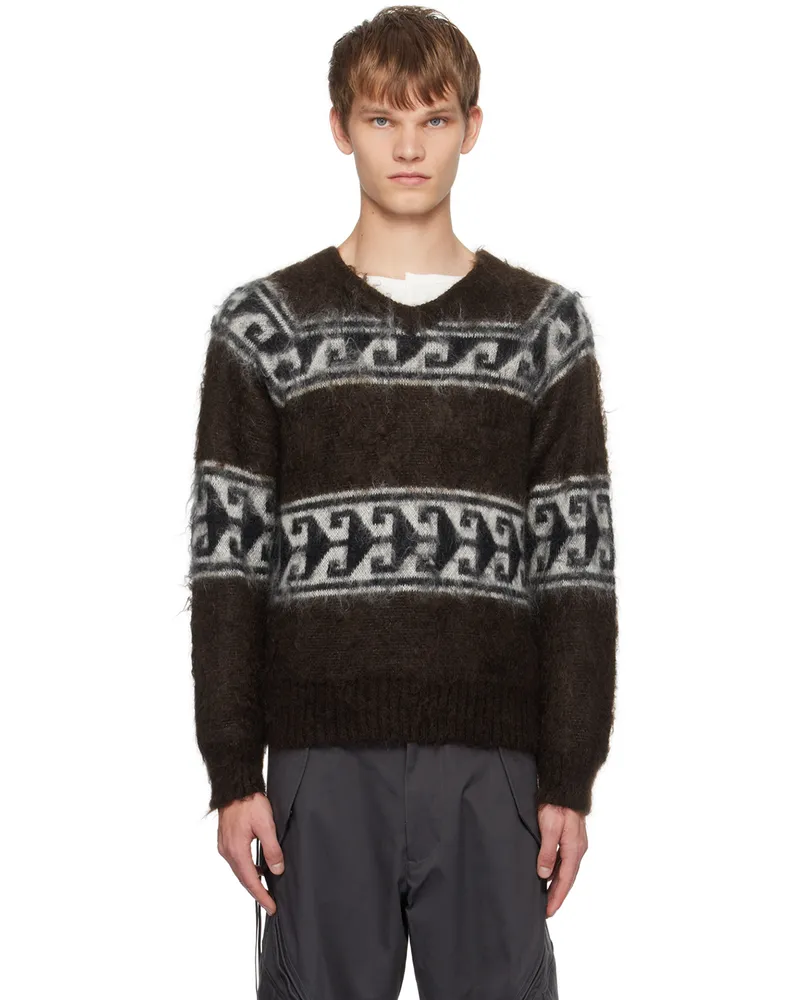 NVRFRGT Brown V-Neck Sweater Brown