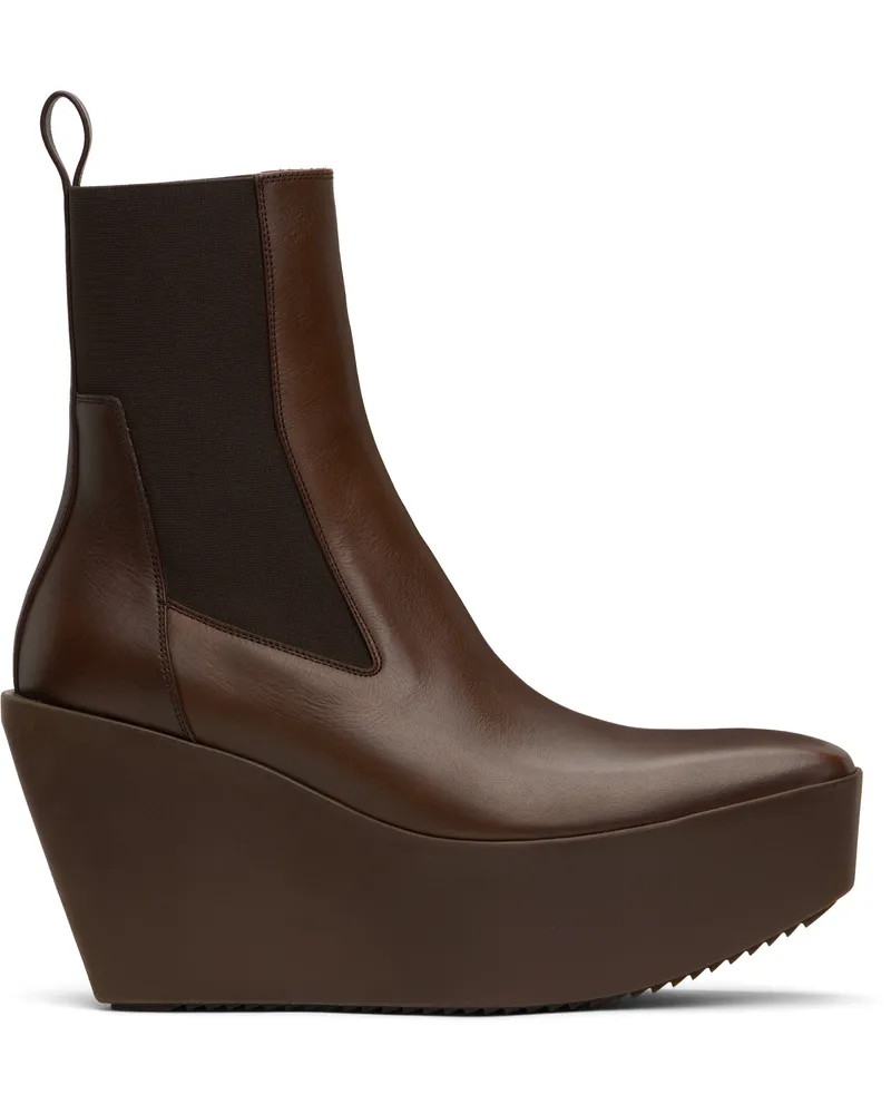 Rick Owens Brown Hollywood Sliver Platform Beatles Chelsea Boots 14